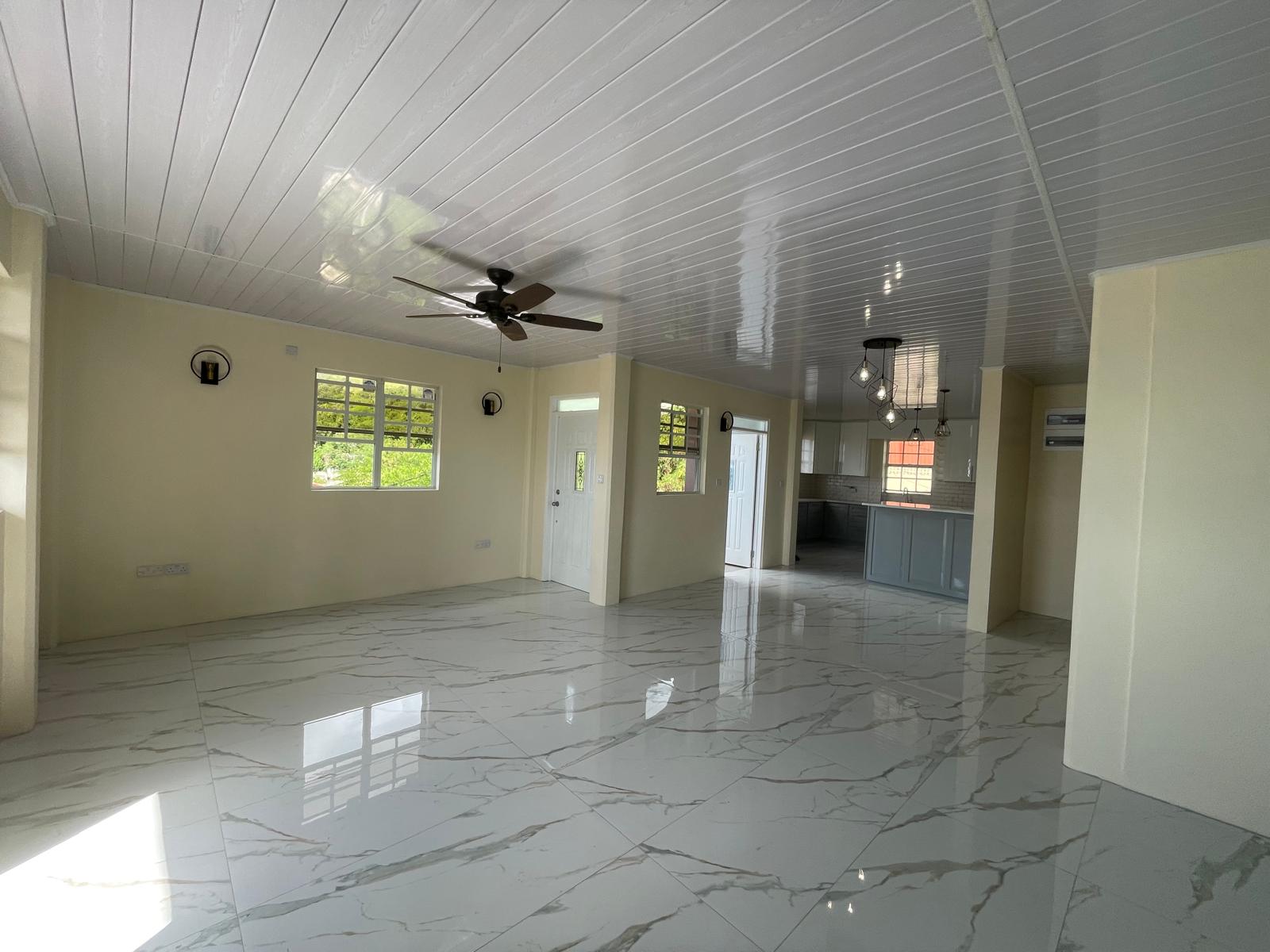 3 bedrooms, 2 baths top floor for rent in Checkhall, Dominica -EC$3000 / US$1125monthly